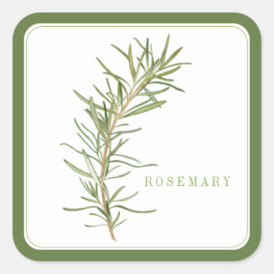 FRESH ROSEMARY Large Square Stickers - Green