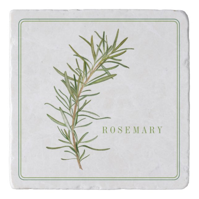FRESH ROSEMARY Marble Stone Trivet (+text) (Front)