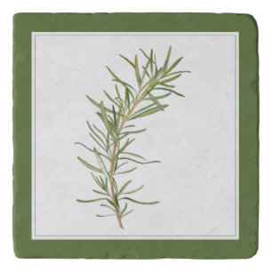 FRESH ROSEMARY Marble Stone Trivet (-text) Green