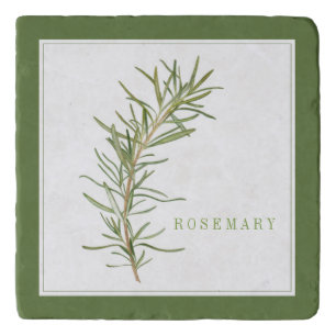 FRESH ROSEMARY Marble Stone Trivet (+text) Green