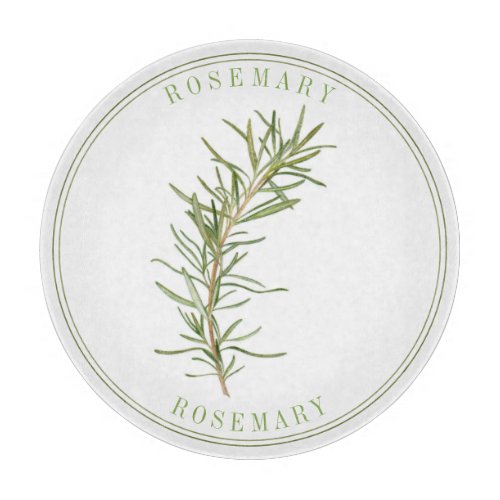 FRESH ROSEMARY Round Glass Cutting Board