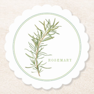 FRESH ROSEMARY Scalloped Round Coasters (+text)