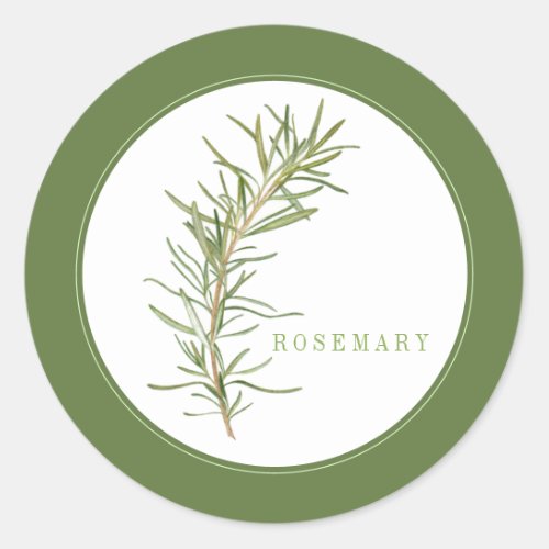 FRESH ROSEMARY Small Round Stickers text Green