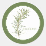 FRESH ROSEMARY Small Round Stickers (+text) Green