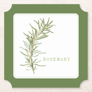 FRESH ROSEMARY Ticket Paper Coaster (+text) Green