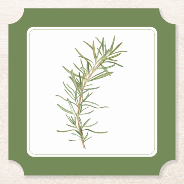 FRESH ROSEMARY Ticket Paper Coaster (-text) Green (Front)