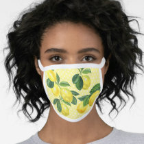 Fresh rustic country lemons watercolor polka dots face mask