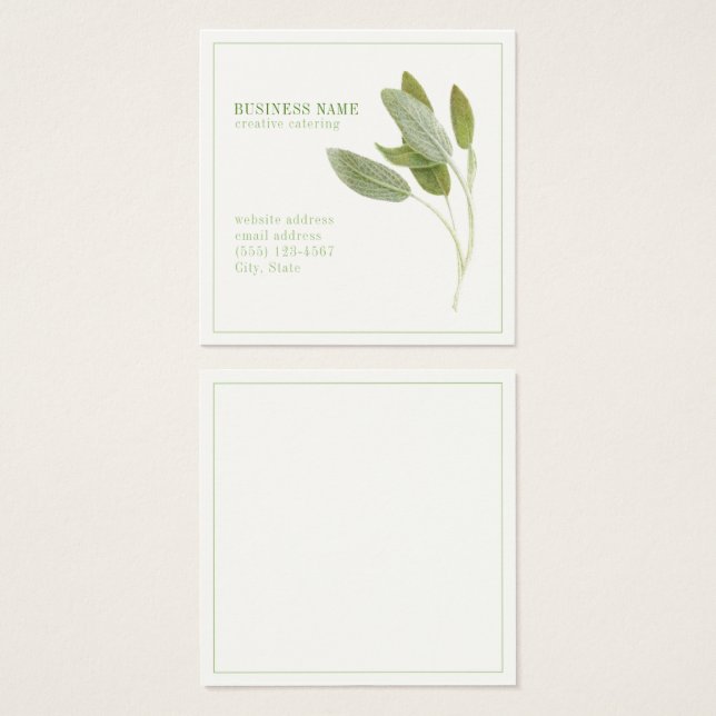 FRESH SAGE 2.5 Square Business Card (Front & Back)