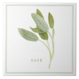 FRESH SAGE 6"x6" Ceramic Tile (+text)