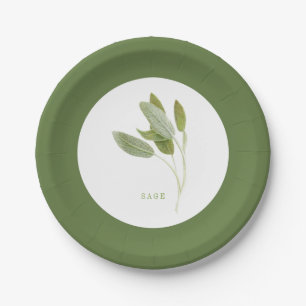 FRESH SAGE 7" Round Paper Plates - Green