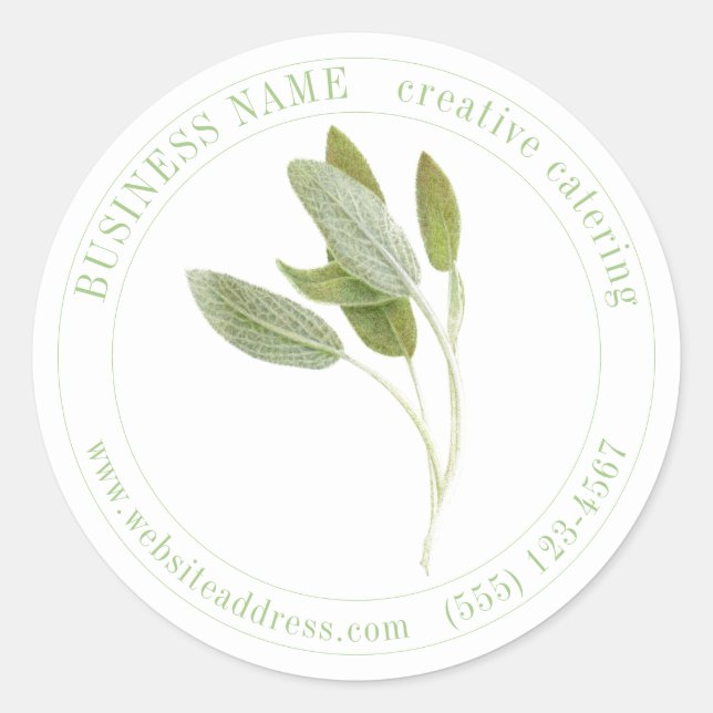 FRESH SAGE Biz ID Large Round Stickers  (Front)