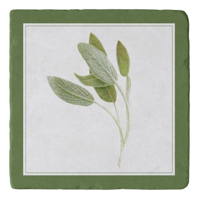 FRESH SAGE Marble Stone Trivet (-text) Green (Front)