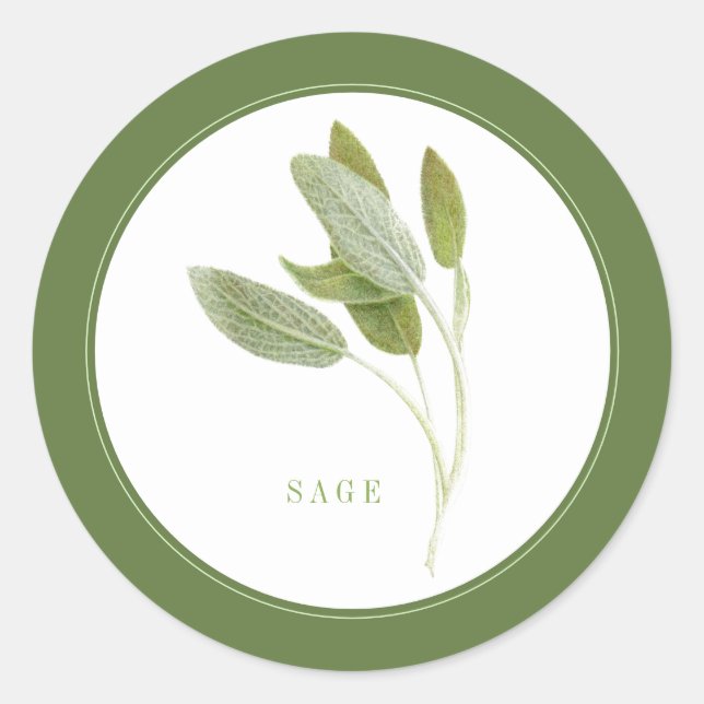 FRESH SAGE Small Round Stickers (+text) Green (Front)