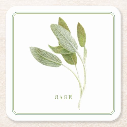 FRESH SAGE Square Paper Coasters text