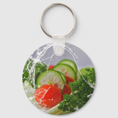 Fresh Salad Cucumber Tomato Keychain