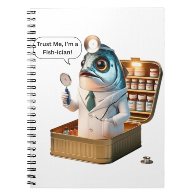  Fresh Sardine Doctor Fish-ician Cartoon Art Notebook (Front)