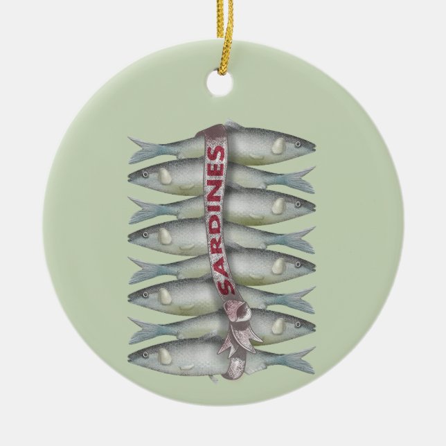 Fresh Sardines Ceramic Ornament (Front)