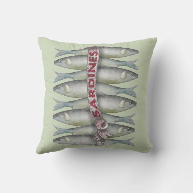 Fresh Sardines Throw Pillow (Back)