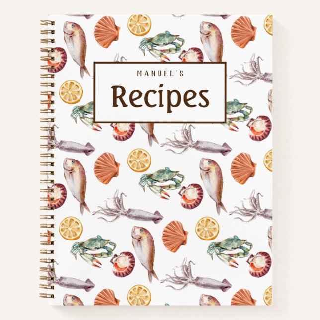 Fresh Seafood Delights Customizable Recipe Book (Front)