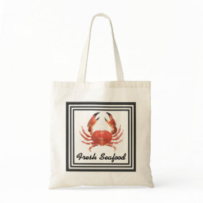 Fresh Seafood Watercolor Crab Tote Bag