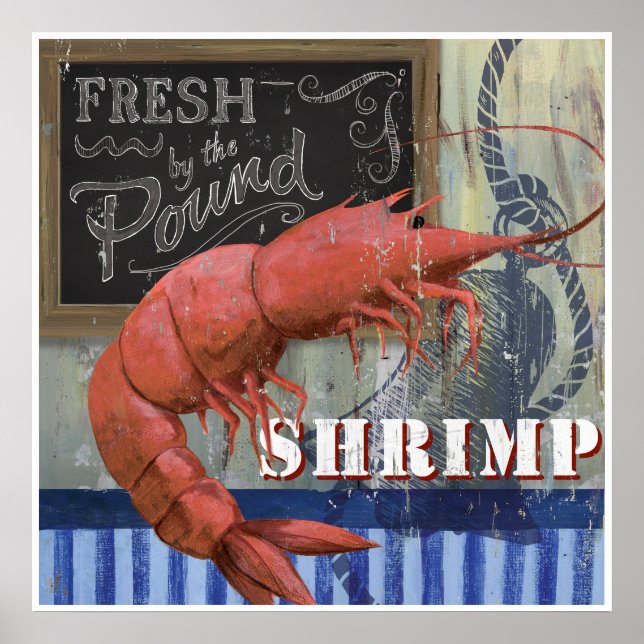 Fresh Shrimp Fish market Style art Poster (Front)