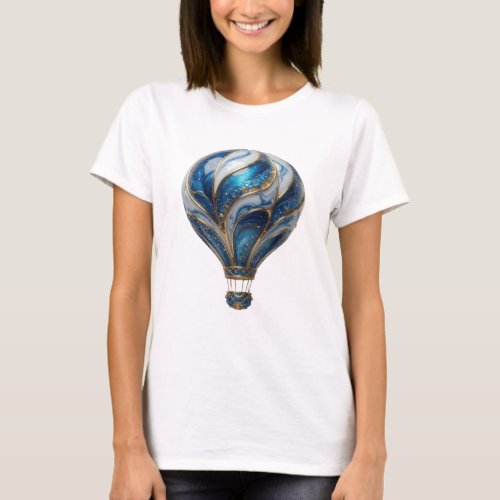 Fresh Silver BLUE AND GOLD HOT AIR BALLOON T-Shirt