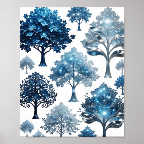 Fresh Silver BLUE ICE TREES Poster