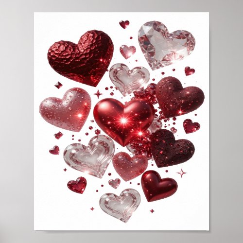 Fresh Silver HEARTS AND GLITTER Poster