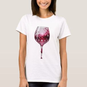 Fresh Silver RED WINE GLASS Text Design T-Shirt