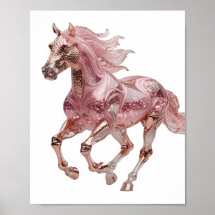Fresh Silver ROSE GOLD PINK GLITTER HORSE Poster
