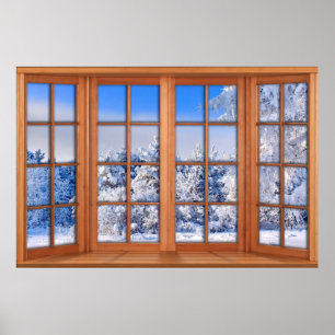 Fresh Snow Cover Fake Window Illusion Poster