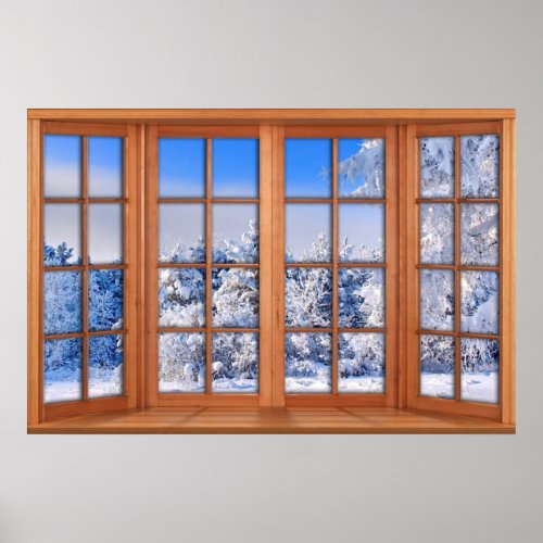 Fresh Snow Cover Fake Window Illusion Poster