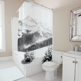 Fresh Snow Dust // Black and White Shower Curtain