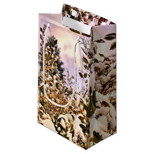 Fresh Snow On Colored Leaves Small Gift Bag