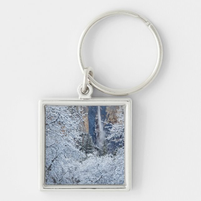 Fresh snowfall in the trees below Bridalveil Keychain (Front)