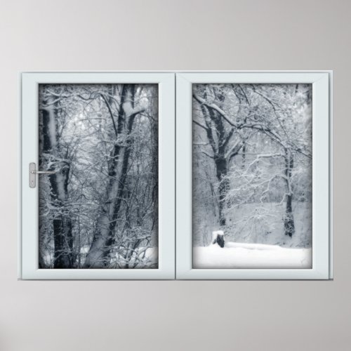 Fresh Snowfall Window with a View Poster