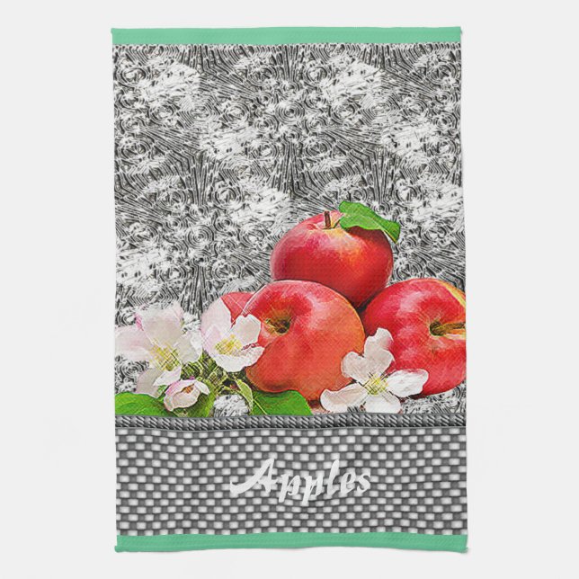 Fresh Spring Apples Still Life Contemporary Fruit  Kitchen Towel (Vertical)