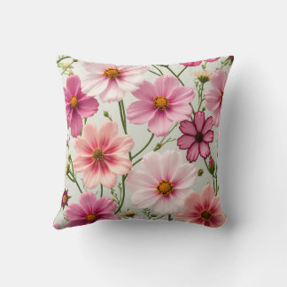 Fresh spring, beautiful cosmos flowers throw pillow