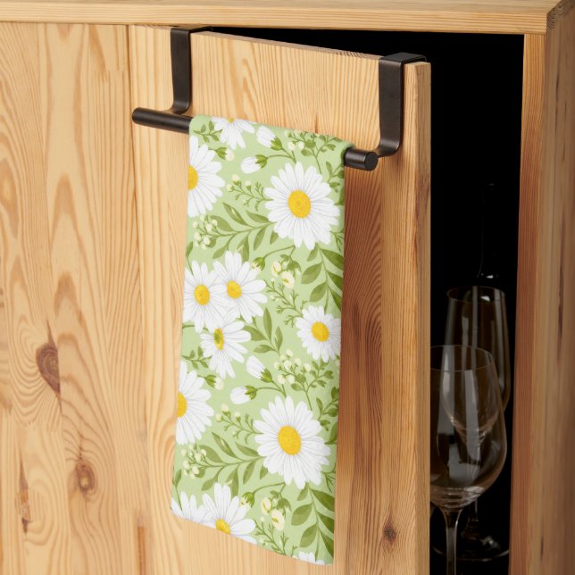 Fresh Spring Daisy Vector Art Kitchen Towel (Thirds Fold)