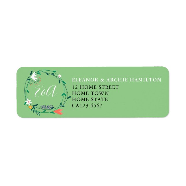 Fresh Spring Floral Garland Address Label (Front)