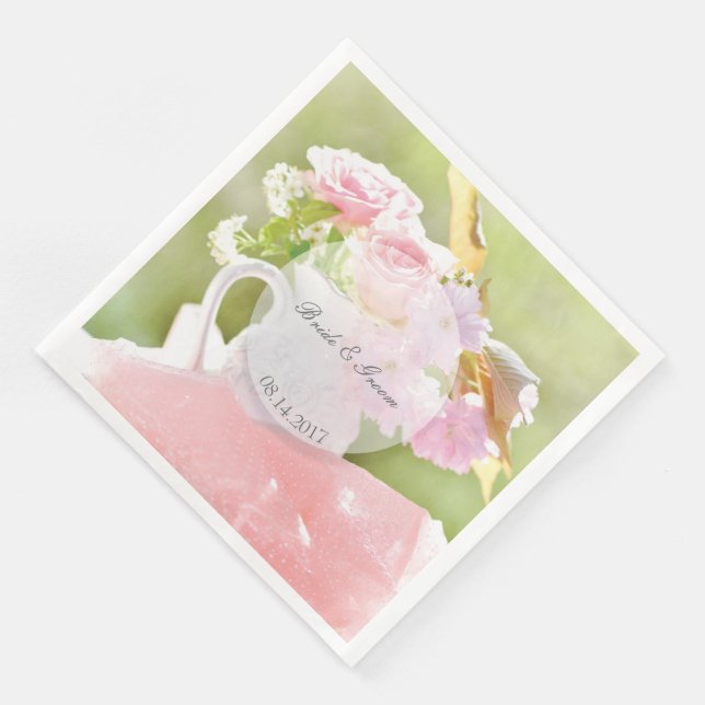 Fresh Spring Flower Bouquet editable wedding Paper Dinner Napkins (Corner)