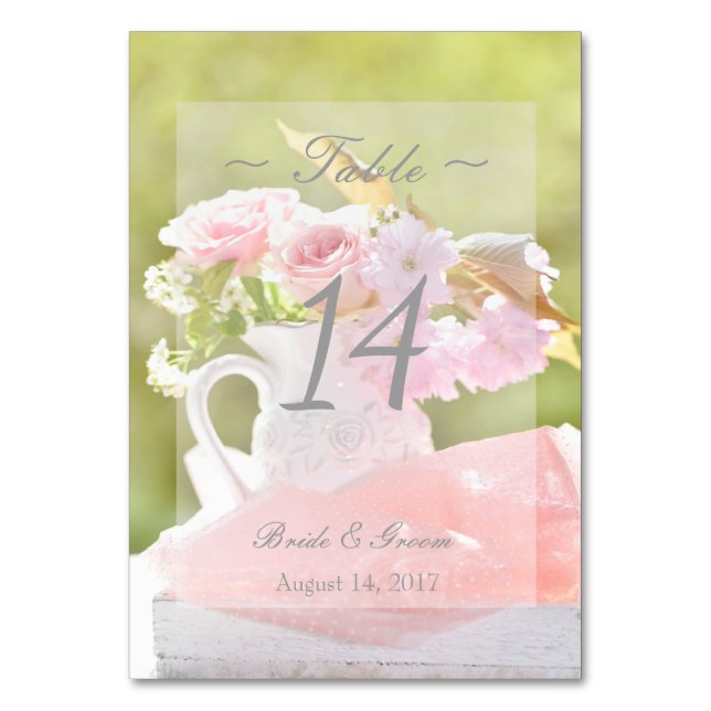 Fresh Spring Flower Bouquet Wedding Table Number (Front)