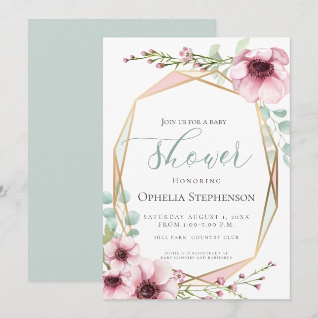 Fresh Spring Flowers and Foliage Baby Shower Invitation (Front/Back)