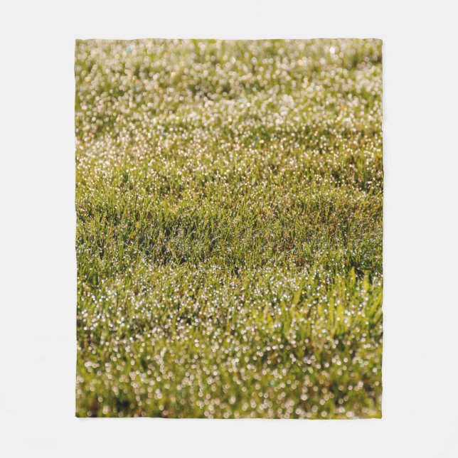 Fresh spring green grass background, with bokeh ef fleece blanket (Front)