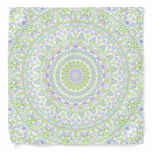 Fresh Spring Mandala in Green, Blue, and Lavender Bandana
