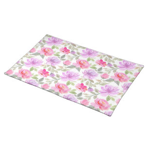 Fresh Spring Vibe: Pink and Purple Floral Design Cloth Placemat