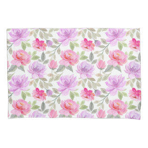 Fresh Spring Vibe: Pink and Purple Floral Design Pillow Case