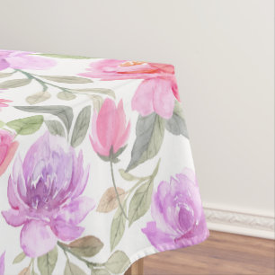 Fresh Spring Vibe: Pink and Purple Floral Design Tablecloth