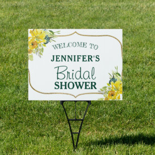 Fresh Spring Yellow Floral Bridal Shower Welcome Sign