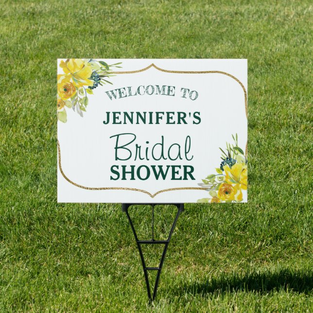 Fresh Spring Yellow Floral Bridal Shower Welcome  Sign (Insitu)